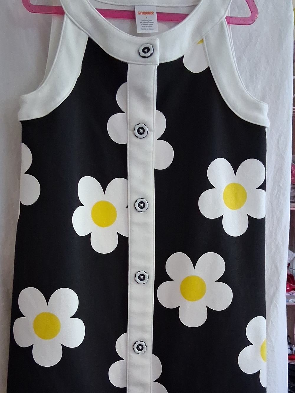 Gymboree Black Dress with White Daisies and Yellow Centers